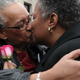 A same-sex couple after they applied for their marriage license at the D.C. Superior Court in 2010 (AFP/Getty)